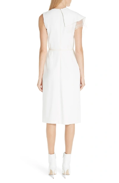 Shop Adam Lippes Lace Ruffle Cady Dress In Ivory