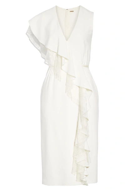 Shop Adam Lippes Lace Ruffle Cady Dress In Ivory