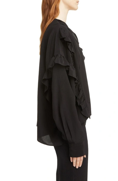 Shop Isabel Marant Libel Ruffle Trim Silk Blouse In Black