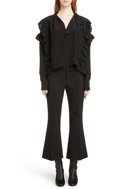 Shop Isabel Marant Libel Ruffle Trim Silk Blouse In Black