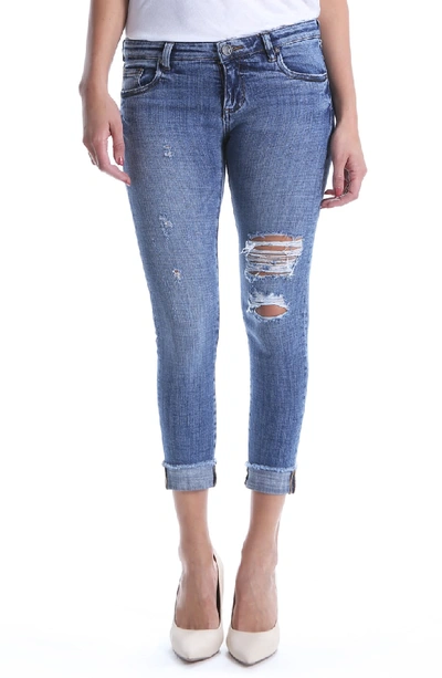 Shop Kut From The Kloth Amy Ripped Straight Leg Roll Cuff Jeans In Sprightly