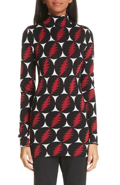 Shop Proenza Schouler Lightning Print Silk Sweater In Black Multi