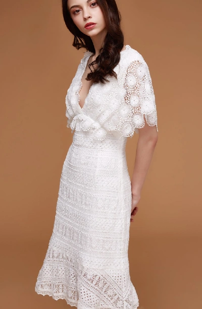 Shop Foxiedox Mavis Scalloped Lace Dress In Off White
