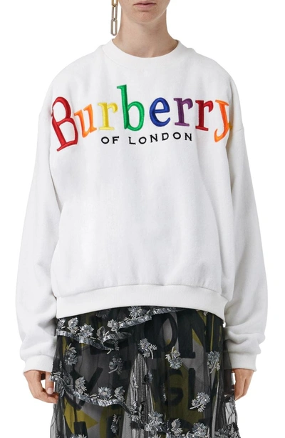 Shop Burberry Archive Logo Terry Sweatshirt In White