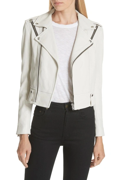 Shop Iro Ozark Leather Jacket In Off White