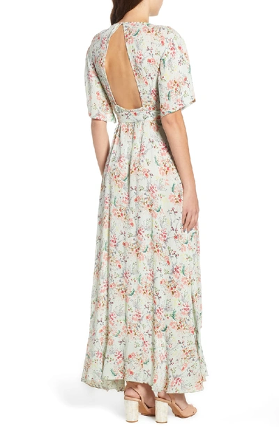 Shop Raga Secret Escape Floral Faux Wrap Maxi Dress In Sage