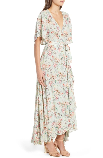 Shop Raga Secret Escape Floral Faux Wrap Maxi Dress In Sage