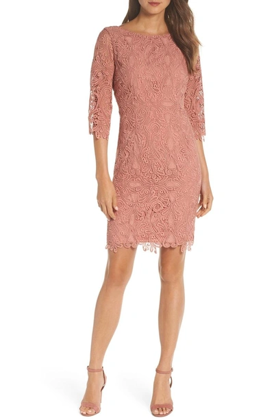 Shop Eliza J Lace Sheath Dress In Coral