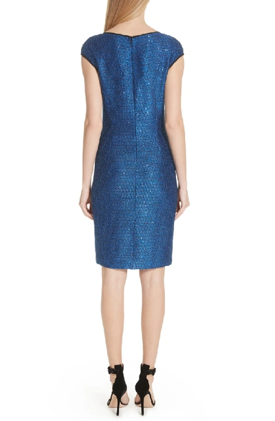 Shop St John Luster Sequin Knit Dress In Cobalt Multi