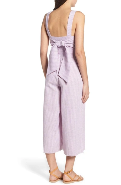 Shop The East Order Portia Crop Jumpsuit In Lilac Tea Towel