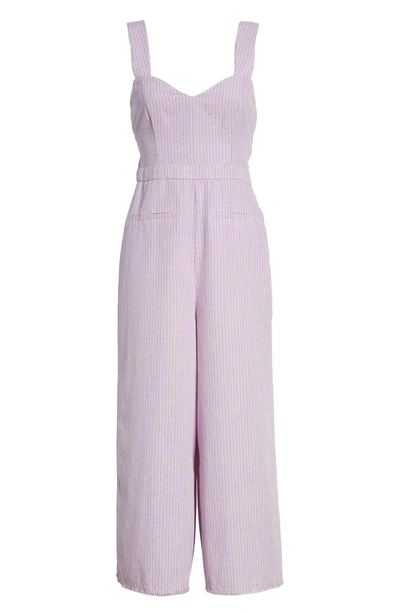 Shop The East Order Portia Crop Jumpsuit In Lilac Tea Towel