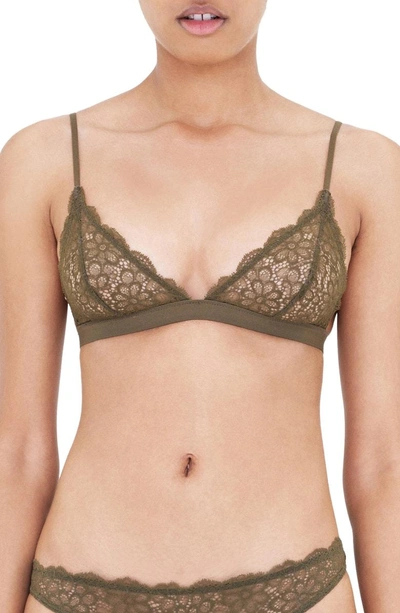 Shop Les Girls Les Boys Daisy Triangle Bralette In Khaki