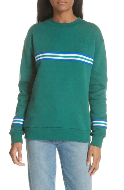 Shop Etre Cecile Rib Stripe Boyfriend Sweatshirt In Forest Green