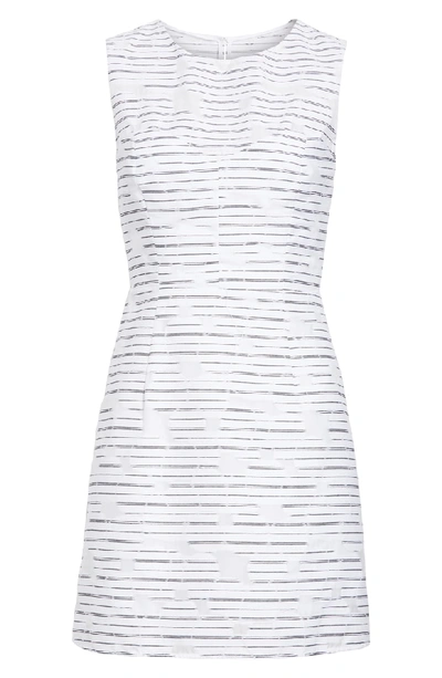 Shop Milly Stripe Floral Burnout Cotton Blend Sheath Dress In White/ Black