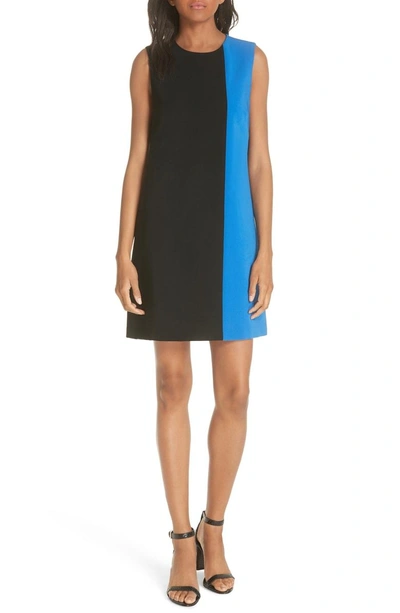 Shop Alice And Olivia Coley Sleeveless Colorblock Dress In Black/ Palace Blue