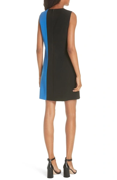 Shop Alice And Olivia Coley Sleeveless Colorblock Dress In Black/ Palace Blue