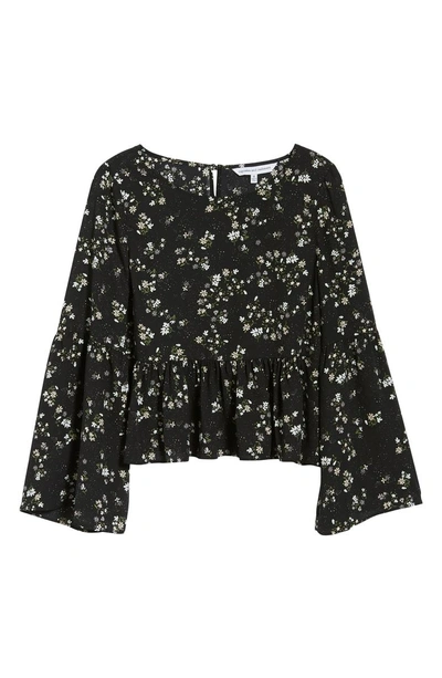 Shop Cupcakes And Cashmere Josephina Print Bell Sleeve Top In Black
