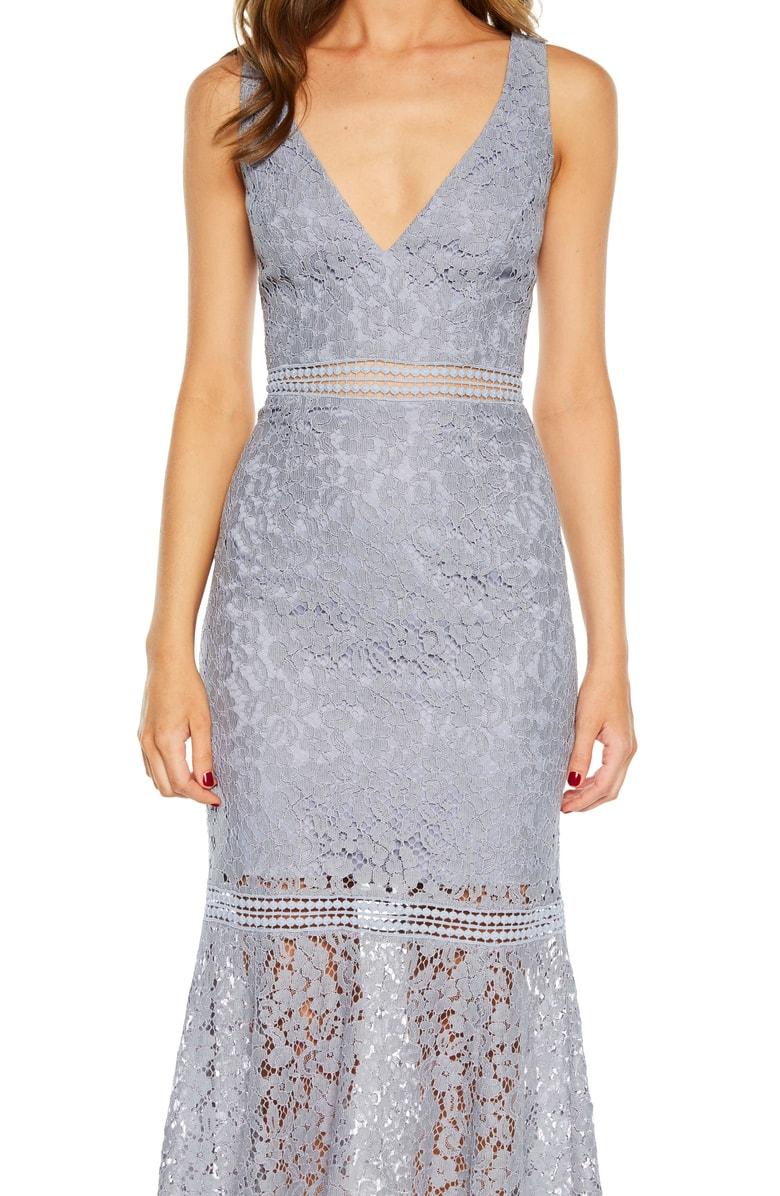 bardot sienna lace trumpet dress