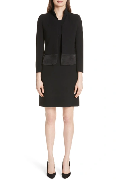 Shop Akris Double Face Wool Blend Dress In Black