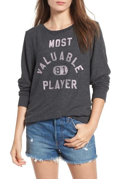 Shop Wildfox Most Valuable Player Baggy Beach Jumper Sweatshirt In Clean Black