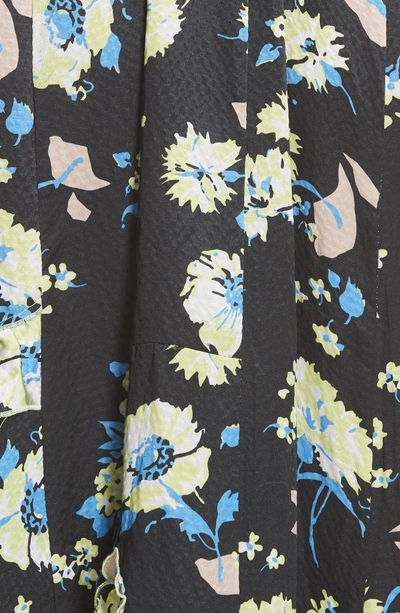 Shop Derek Lam 10 Crosby Garden Floral Asymmetrical Midi Dress In Black