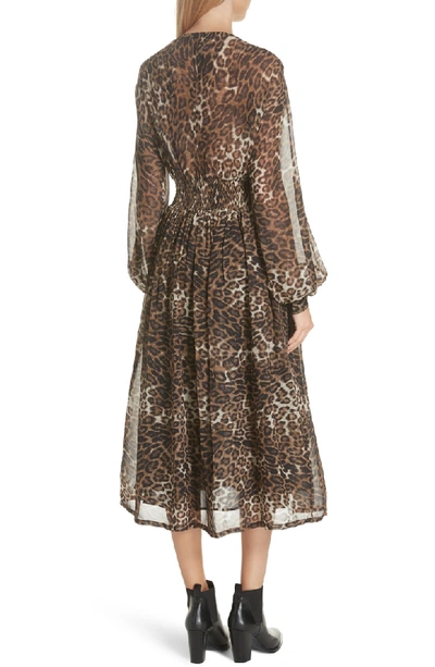 Shop Nili Lotan Brienne Leopard Print Silk Chiffon Dress