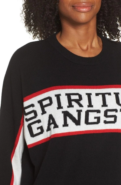 Shop Spiritual Gangster Intarsia Logo Wool & Cashmere Sweater In Black