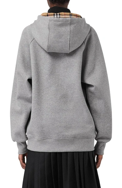 Burberry Check-lined Zip-front Hoodie Jacket In Pale Grey Melange | ModeSens