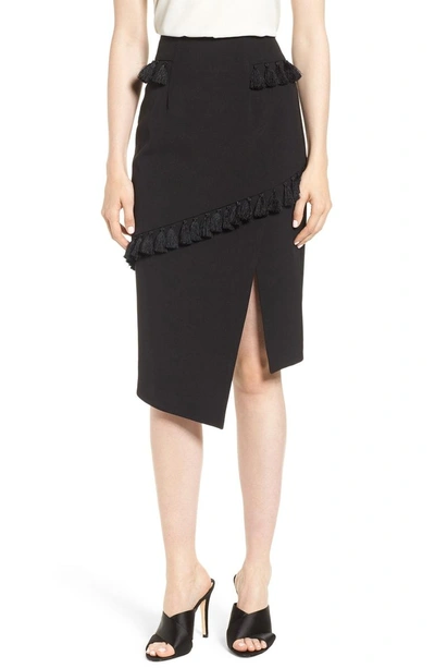 Shop Elliatt Tassel Trim Asymmetrical Skirt In Black