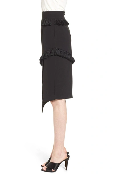 Shop Elliatt Tassel Trim Asymmetrical Skirt In Black