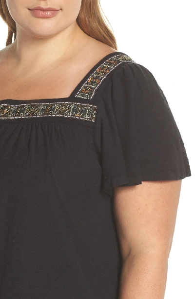 Shop Vince Camuto Beaded Neck Top In Rich Black