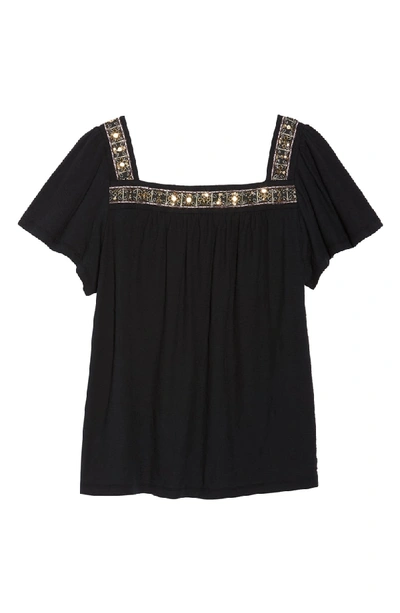 Shop Vince Camuto Beaded Neck Top In Rich Black