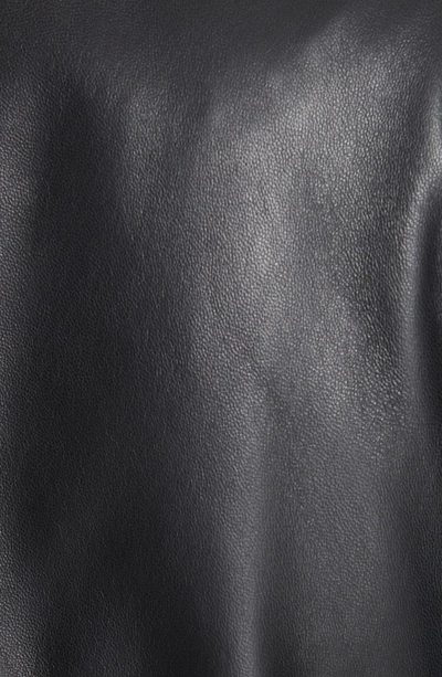 Shop Fendi Leather Jacket With Faux Fur Logo Cuffs In Black