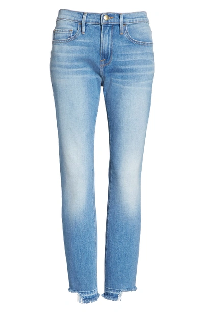 Shop Frame Le Boy Released Cut Hem Straight Leg Jeans In Whitfield