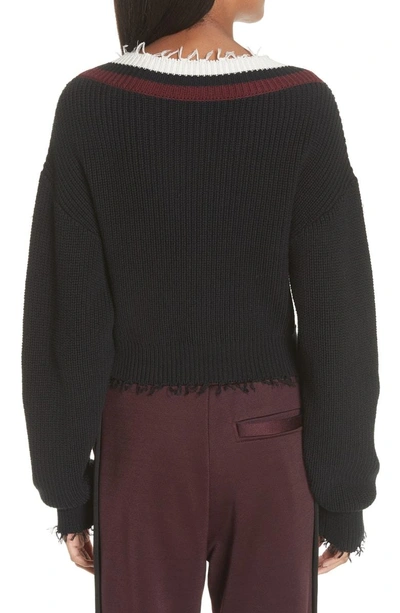 Shop Alexander Wang T Twist Front Varsity Sweater In Black