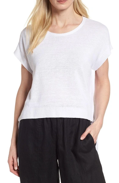 Shop Eileen Fisher Short Organic Linen Poncho Top In White