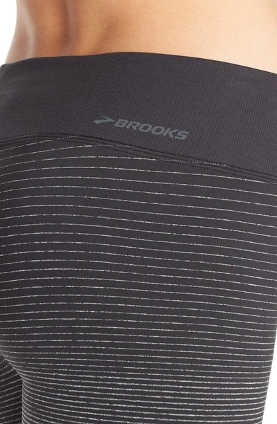 Shop Brooks 'streaker' Capri Leggings In Oxford/ Black