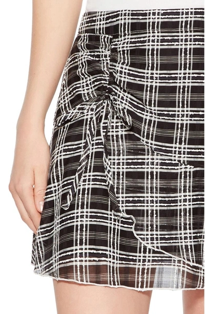 Shop Parker Chris Side Ruched Miniskirt In Black/ White