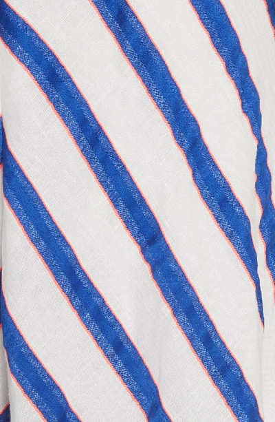 Shop Milly Stripe Washed Linen Blend Sundress In Cobalt