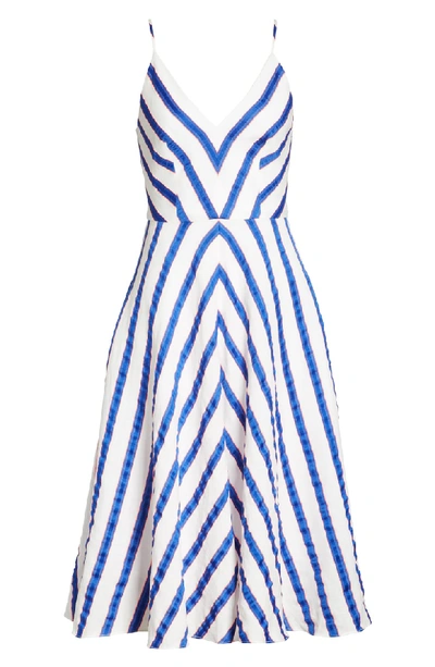 Shop Milly Stripe Washed Linen Blend Sundress In Cobalt