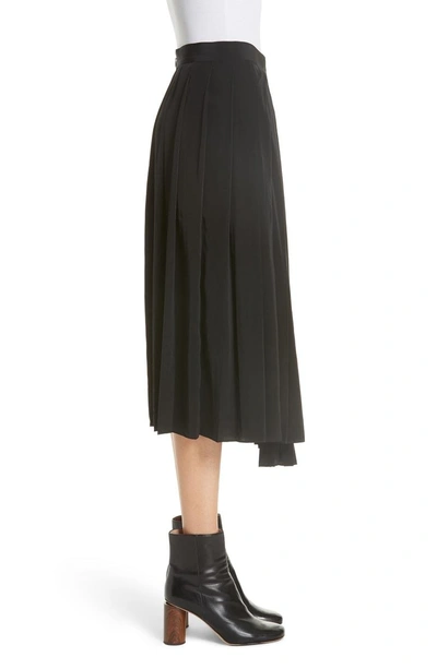 Shop Robert Rodriguez Asymmetrical Pleated Midi Skirt In Black