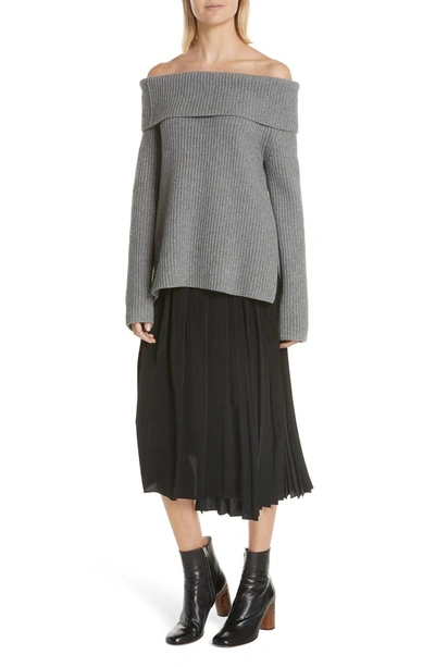 Shop Robert Rodriguez Asymmetrical Pleated Midi Skirt In Black