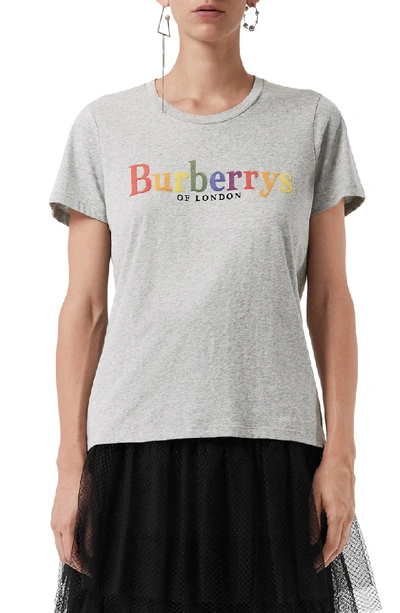 Shop Burberry Clumber Flocked Logo Tee In Pale Grey Melange