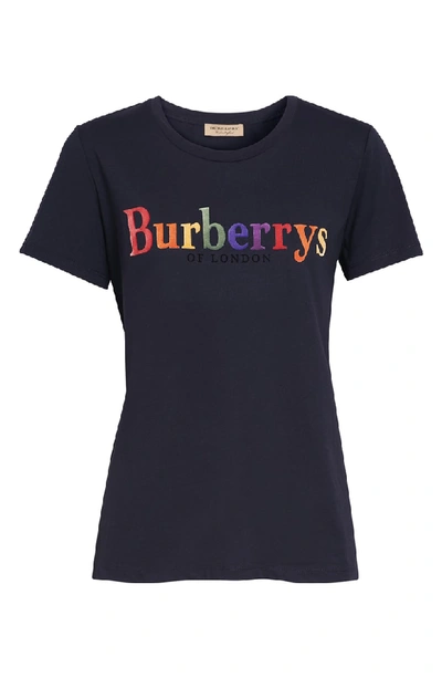 Shop Burberry Clumber Flocked Logo Tee In Navy