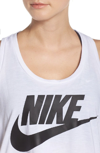 Shop Nike Essential Logo Tank In White/ White/ Black