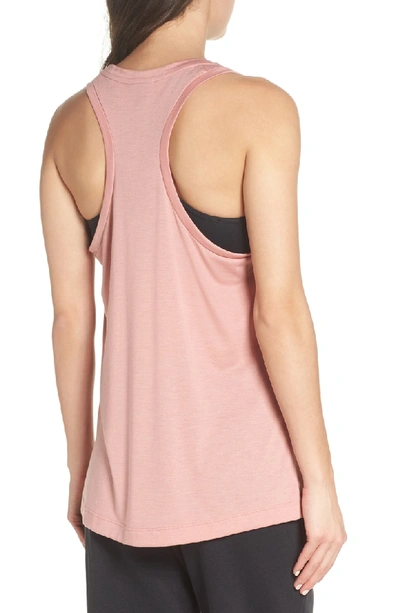 Shop Nike Essential Logo Tank In Rust Pink/ Rust Pink/ White