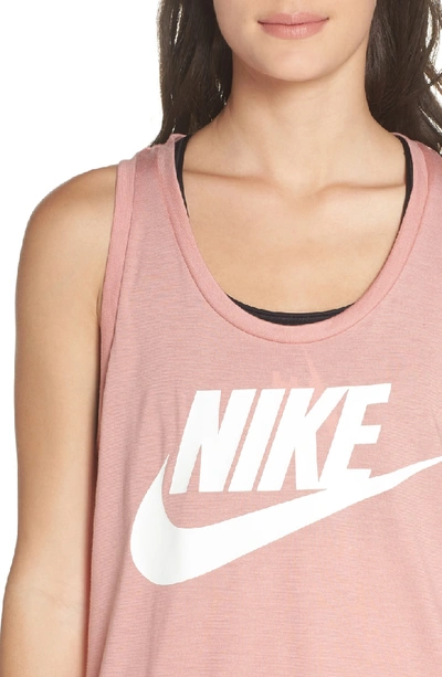 Shop Nike Essential Logo Tank In Rust Pink/ Rust Pink/ White