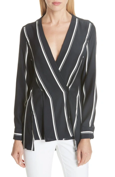 Shop Rag & Bone Debbie Stripe Silk Blouse In Navy Stripe