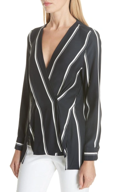 Shop Rag & Bone Debbie Stripe Silk Blouse In Navy Stripe