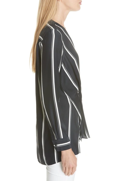 Shop Rag & Bone Debbie Stripe Silk Blouse In Navy Stripe